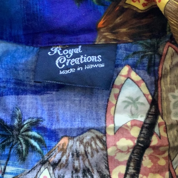💥 Hawaiian Shirt surfboard beach waterfall palm trees sz 14 - Picture 3 of 6